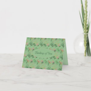 Green Floral Thinking of You Thank You Card