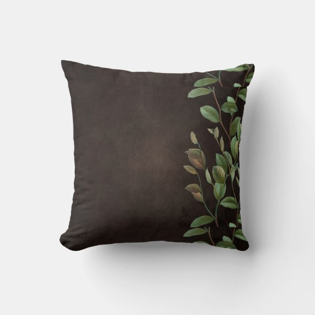 Green Floral Throw Pillow (Front)