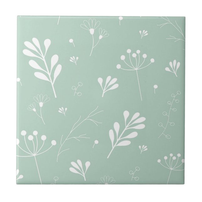 Green Floral Tile (Front)