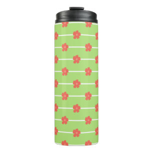 Green Floral Tiles Thermal Tumbler