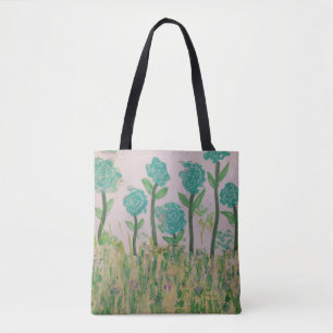 Green Floral Tote Bag