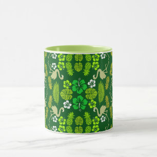 Green Floral Tropical Fruit Patterned Mug