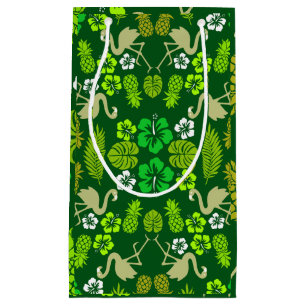 Green Floral Tropical Fruit Patterned Small Gift Bag