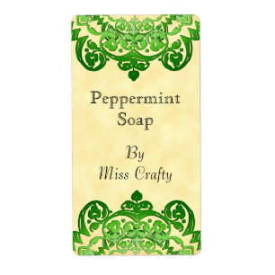 Green Floral Vintage Art Custom Label Template