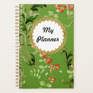 Green Floral Vintage Pattern Personal Planner