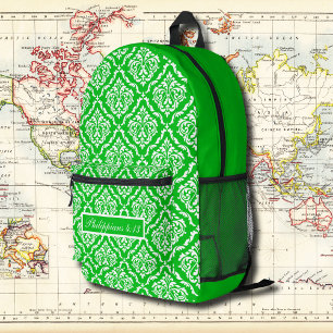 Green Floral Vintage Pattern with Bible Verse Printed Backpack