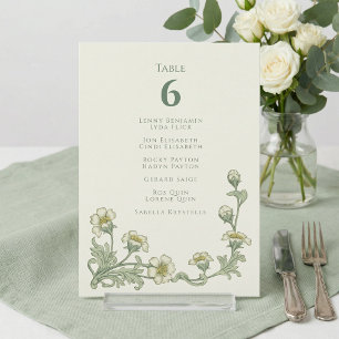Green floral vintage style Table Seating chart Invitation