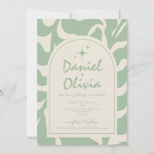 Green Floral Vintage with QR Wedding Invitation