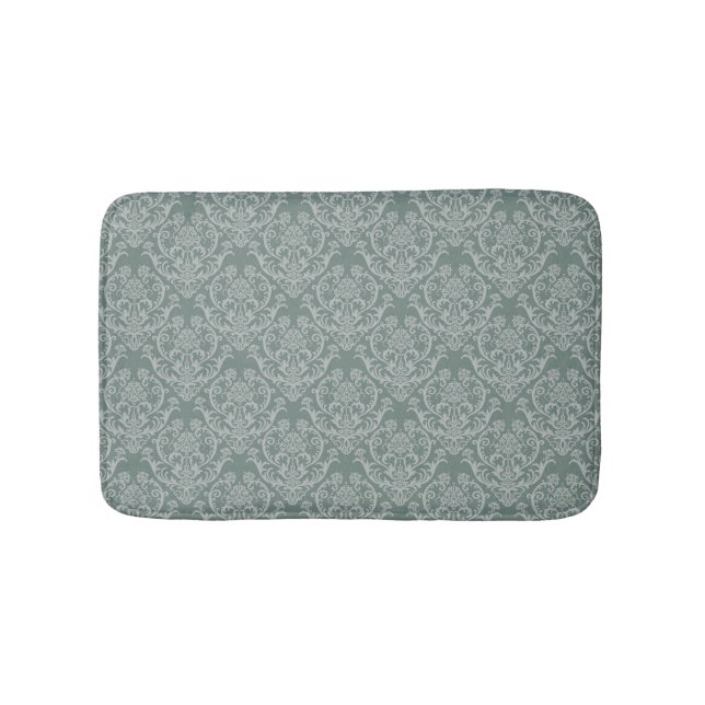 Green floral wallpaper bath mat (Front)