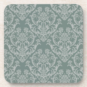 Green floral wallpaper coaster