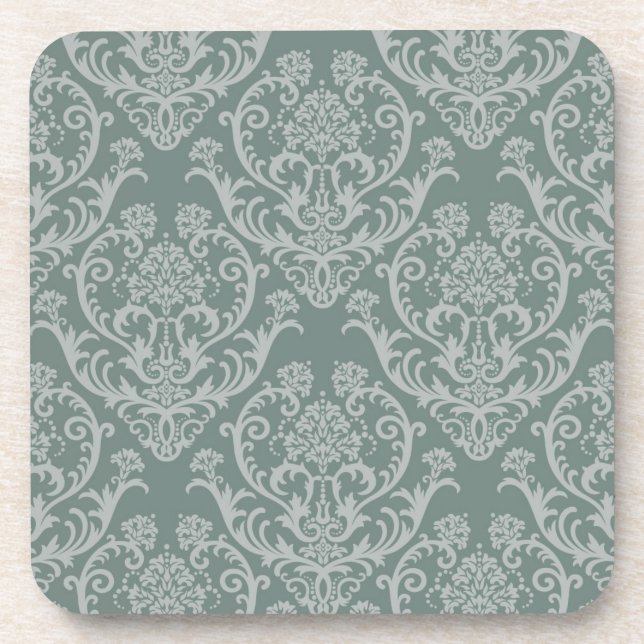 Green floral wallpaper coaster (Front)