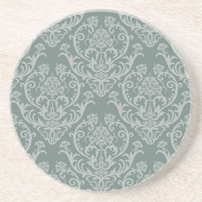 Green floral wallpaper coaster (Front)