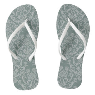 Green floral wallpaper flip flops