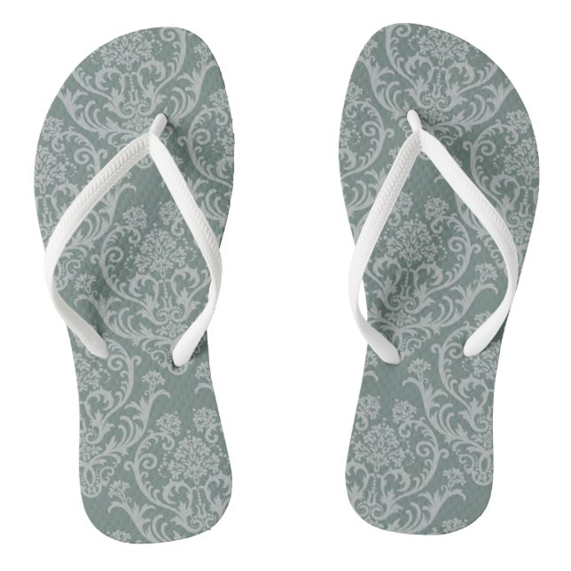 Green floral wallpaper flip flops (Footbed)
