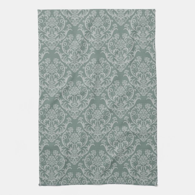 Green floral wallpaper kitchen towel (Vertical)
