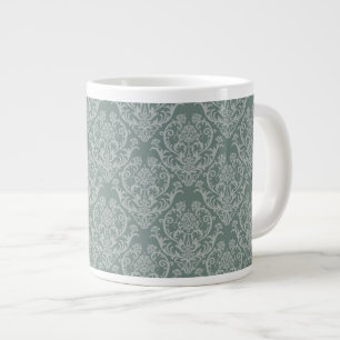 Green floral wallpaper large coffee mug