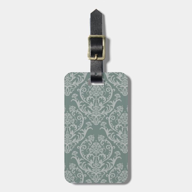 Green floral wallpaper luggage tag (Front Vertical)