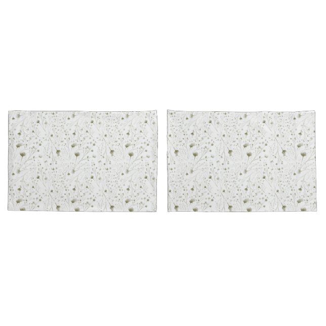 Green Floral Watercolor - Nature-Inspired Bedding Pillowcase (Back-Set)