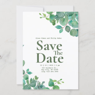 Green Floral Wedding Invitation