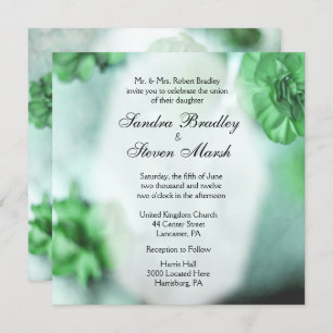 Green Floral Wedding Invitations