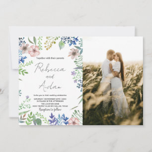 Green Floral Wedding Invitations avec photo