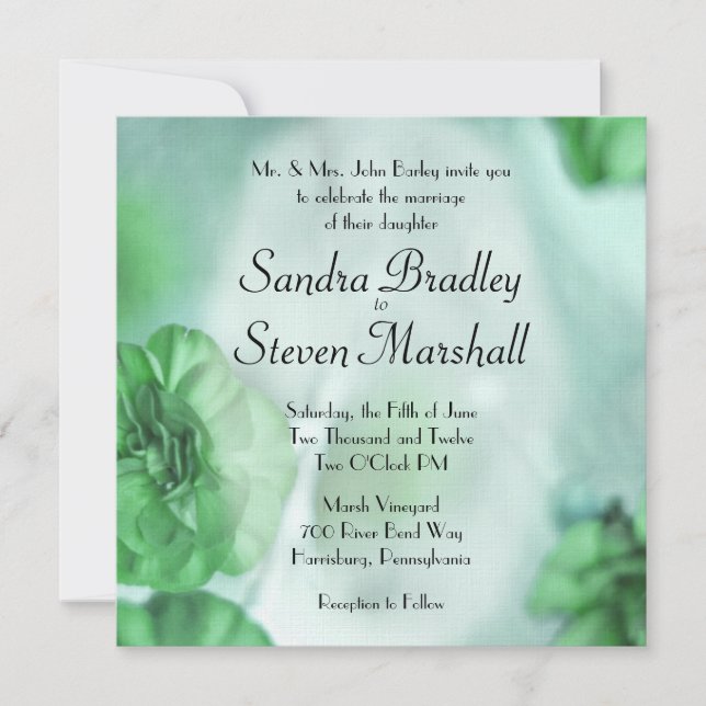 Green Floral Wedding Invitations customize not set (Front)