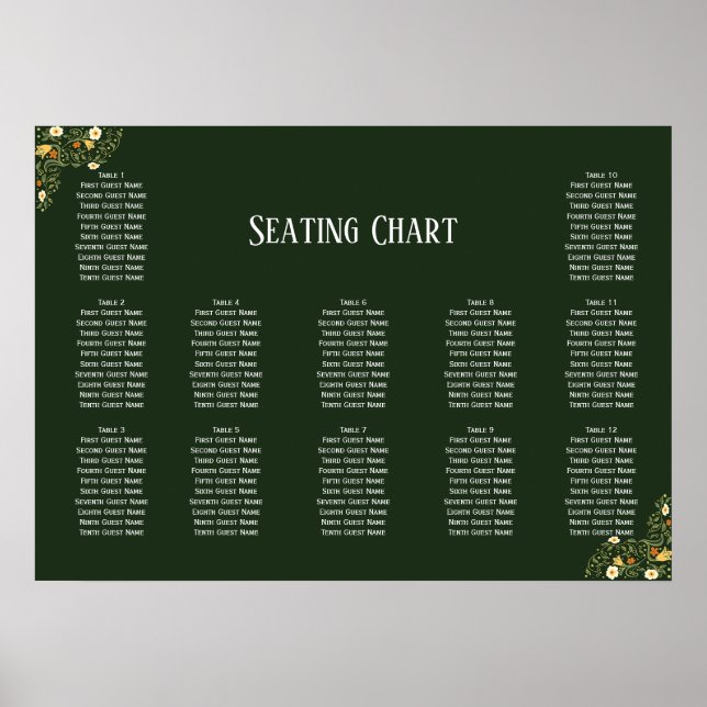 Green Floral Wedding Poster (Front)