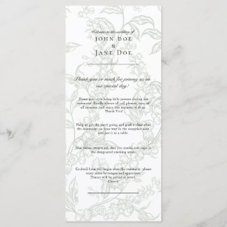 Green Floral Wedding Program