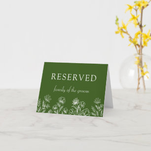 Green floral wedding reserved family sign card