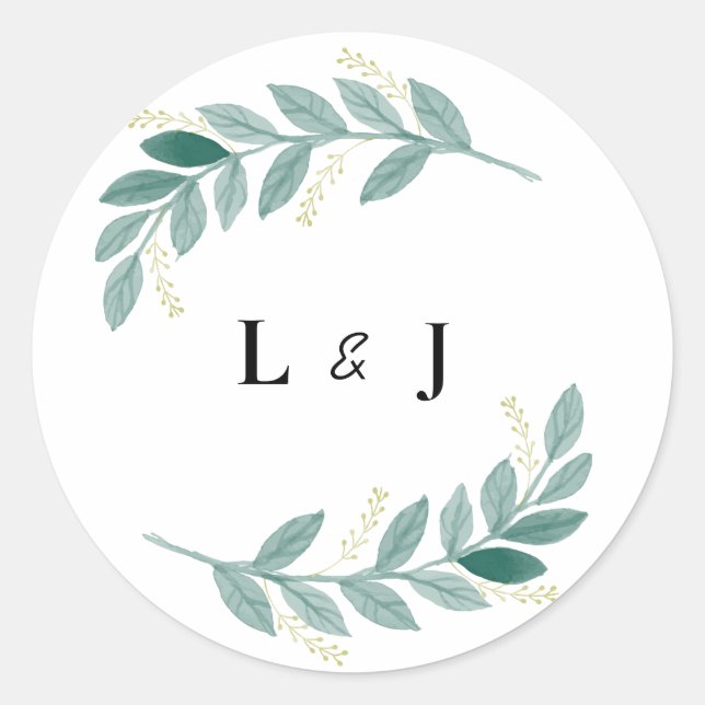 Green Floral Wedding Sticker (Front)