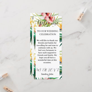 Green Floral Welcome Wedding Programme