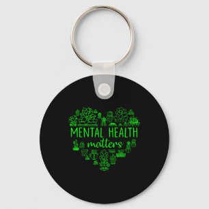 Green Floral Wildflower Mental Health Awareness S Keychain