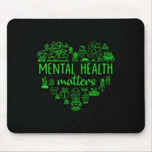 Green Floral Wildflower Mental Health Awareness S  Mouse Pad