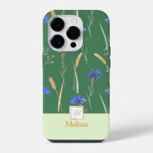 Green Floral Wildflower Monogram