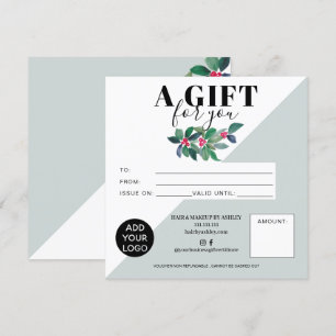Green floral winter square gift certificate logo