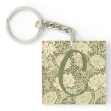 Green Floral Wm Morris Design Monogram
