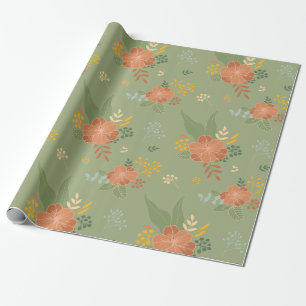 Green Floral Wrapping Paper