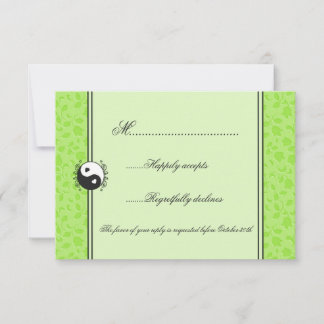 Green Floral Yin and Yang Wedding RSVP Invitation