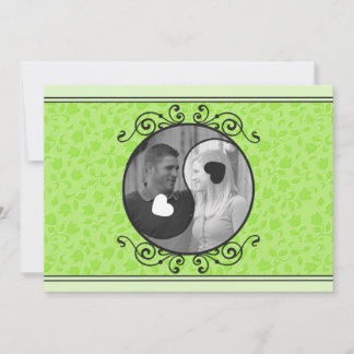 Green Floral Yin & Yang Photo Wedding Invitation