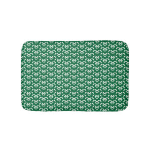 Green floral zigzag bath mat