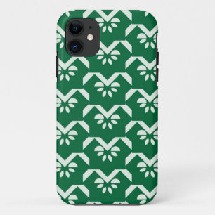 Green floral zigzag iPhone 11 case