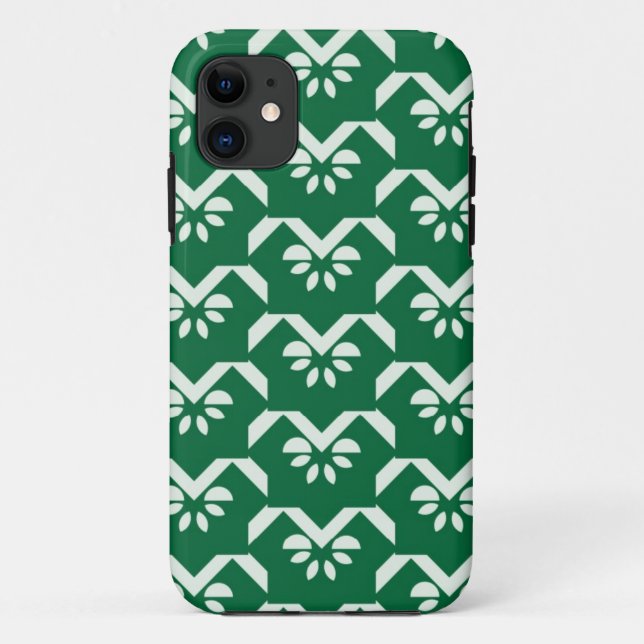 Green floral zigzag Case-Mate iPhone case (Back)