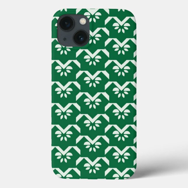 Green floral zigzag Case-Mate iPhone case (Back)