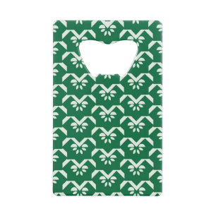Green floral zigzag credit card bottle opener