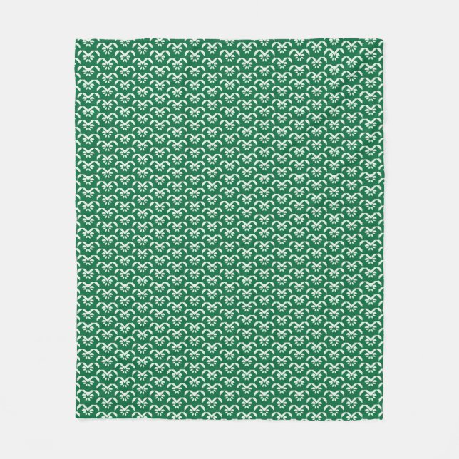 Green floral zigzag fleece blanket (Front)