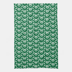 Green floral zigzag kitchen towel
