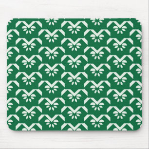Green floral zigzag mouse pad