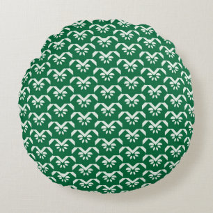 Green floral zigzag round pillow