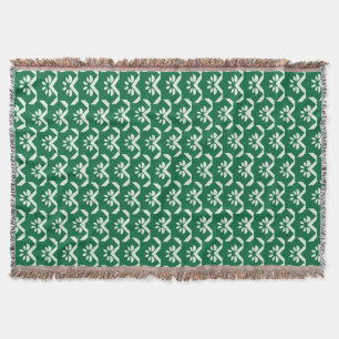 Green floral zigzag throw blanket