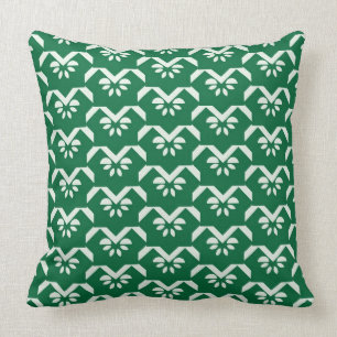 Green floral zigzag throw pillow